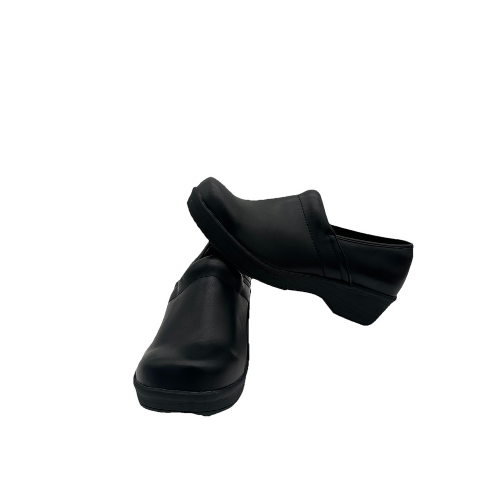 Safe T Step Clog Womens Black Faux Leather Slip Resistant Comfort Size 10